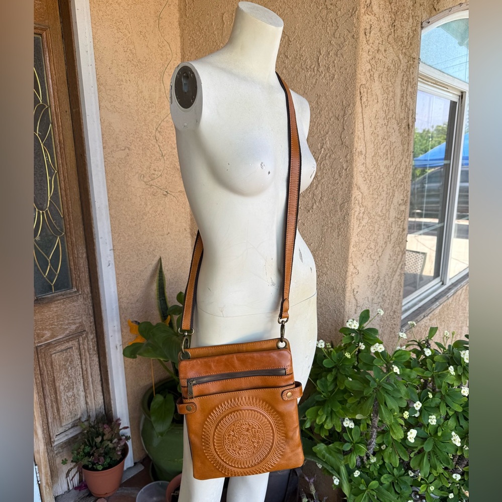 Patricia Nash Brown Embossed Crossbody Bag